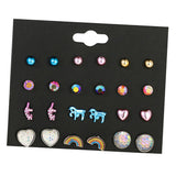 Maxbell 12 Pairs Kids Girls Fashion Stud Earrings Set Jewelry