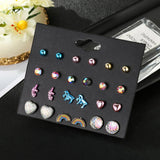 Maxbell 12 Pairs Kids Girls Fashion Stud Earrings Set Jewelry