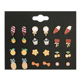 Maxbell Bulk 12 Pairs Ear Stud Mixed Cartoon Earrings for Women Girl Jewelry Gift