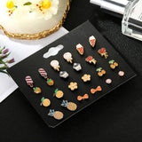 Maxbell Bulk 12 Pairs Ear Stud Mixed Cartoon Earrings for Women Girl Jewelry Gift