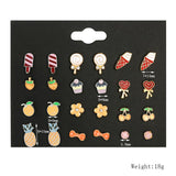 Maxbell Bulk 12 Pairs Ear Stud Mixed Cartoon Earrings for Women Girl Jewelry Gift