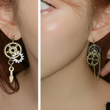 Maxbell Steampunk Earrings Asymmetric Dangle Ear Studs Charms Wedding Club Type 1