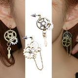 Maxbell Steampunk Earrings Asymmetric Dangle Ear Studs Charms Wedding Club Type 1