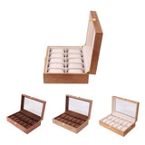 Maxbell Watch Box Wooden Display Case Organizer 10 Slot Walnut Wood Grain