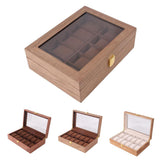 Maxbell Watch Box Wooden Display Case Organizer 10 Slot Walnut Wood Grain