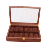 Maxbell Watch Box Wooden Display Case Organizer 10 Slot Walnut Wood Grain