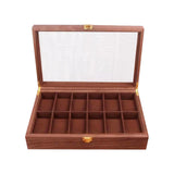 Maxbell Watch Box Wooden Display Case Organizer 10 Slot Walnut Wood Grain