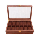 Maxbell Watch Box Wooden Display Case Organizer 10 Slot Walnut Wood Grain