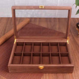 Maxbell Watch Box Wooden Display Case Organizer 10 Slot Walnut Wood Grain