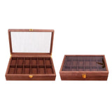 Maxbell Watch Box Wooden Display Case Organizer 10 Slot Walnut Wood Grain