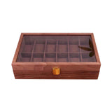 Maxbell Watch Box Wooden Display Case Organizer 10 Slot Walnut Wood Grain