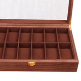 Maxbell Watch Box Wooden Display Case Organizer 10 Slot Walnut Wood Grain