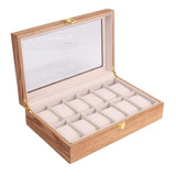 Maxbell Watch Box Wooden Display Case Organizer 12 Slot Fraxinus mandshurica Grain