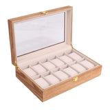 Maxbell Watch Box Wooden Display Case Organizer 12 Slot Fraxinus mandshurica Grain