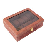 Maxbell Watch Box Wooden Display Case Organizer 12 Slot Rosewood Grain