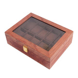 Maxbell Watch Box Wooden Display Case Organizer 12 Slot Rosewood Grain