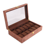 Maxbell Watch Box Wooden Display Case Organizer 12 Slot Rosewood Grain
