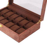 Maxbell Watch Box Wooden Display Case Organizer 12 Slot Rosewood Grain