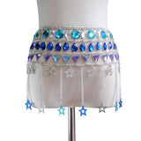 Maxbell Summer Beach Crystal Body Chain Tassel Shiny Waist Skirt Wrap Jewelry