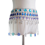 Maxbell Summer Beach Crystal Body Chain Tassel Shiny Waist Skirt Wrap Jewelry