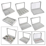 Maxbell Gray Velvet Stackable Jewelry Display Tray Case for Jewellery Earrings a