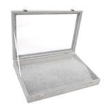 Maxbell Gray Velvet Stackable Jewelry Display Tray Case for Jewellery Earrings a