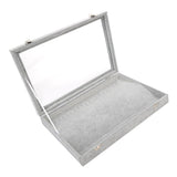 Maxbell Gray Velvet Stackable Jewelry Display Tray Case for Jewellery Earrings a