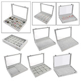 Maxbell Gray Velvet Stackable Jewelry Display Tray Case for Jewellery Earrings a