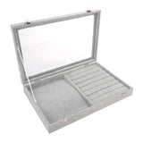 Maxbell Gray Velvet Stackable Jewelry Display Tray Case for Jewellery Earrings b