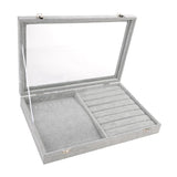 Maxbell Gray Velvet Stackable Jewelry Display Tray Case for Jewellery Earrings b