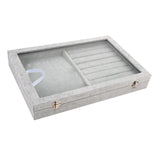 Maxbell Gray Velvet Stackable Jewelry Display Tray Case for Jewellery Earrings b