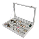 Maxbell Gray Velvet Stackable Jewelry Display Tray Case for Jewellery Earrings d