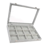 Maxbell Gray Velvet Stackable Jewelry Display Tray Case for Jewellery Earrings e