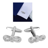 Maxbell luxury polish bow cufflinks men's shiny wedding cufflinks cuff nails silver