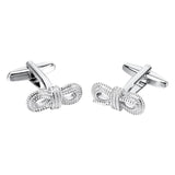 Maxbell luxury polish bow cufflinks men's shiny wedding cufflinks cuff nails silver