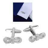 Maxbell luxury polish bow cufflinks men's shiny wedding cufflinks cuff nails silver