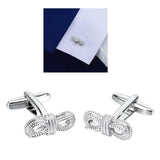 Maxbell luxury polish bow cufflinks men's shiny wedding cufflinks cuff nails silver