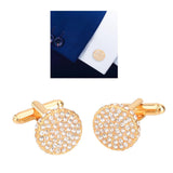 Maxbell Crystal Rhinestone Cufflinks Men's Business Wild Cuff Studs Diamond Set Gold