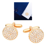 Maxbell Crystal Rhinestone Cufflinks Men's Business Wild Cuff Studs Diamond Set Gold