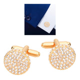 Maxbell Crystal Rhinestone Cufflinks Men's Business Wild Cuff Studs Diamond Set Gold