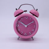Maxbell Travel Non-ticking Classic Analog Twin Bell Alarm Clock with Backlight Pink