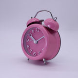 Maxbell Travel Non-ticking Classic Analog Twin Bell Alarm Clock with Backlight Pink