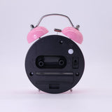 Maxbell Travel Non-ticking Classic Analog Twin Bell Alarm Clock with Backlight Pink