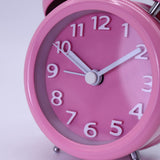 Maxbell Travel Non-ticking Classic Analog Twin Bell Alarm Clock with Backlight Pink