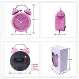 Maxbell Travel Non-ticking Classic Analog Twin Bell Alarm Clock with Backlight Pink