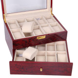 Maxbell 20 girds Watch Box Wooden Jewelry Organizer Pendants Case Clasps Container