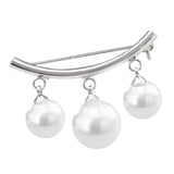 Maxbell Fashion Pearl Cardigan Collar Clip Fixed Strap Safety Pin Brooch Silver
