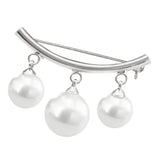Maxbell Fashion Pearl Cardigan Collar Clip Fixed Strap Safety Pin Brooch Silver