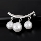 Maxbell Fashion Pearl Cardigan Collar Clip Fixed Strap Safety Pin Brooch Silver