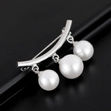 Maxbell Fashion Pearl Cardigan Collar Clip Fixed Strap Safety Pin Brooch Silver